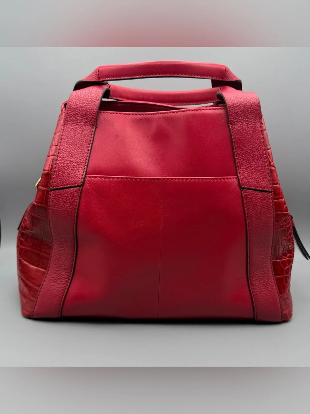 Red Leather Radley London Baylis Road Zip Around Grab Handbag Crossbody EUC